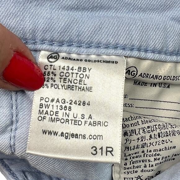 AG Adriano Goldschmied The Prima Mid Rise Cigarette Stretch Jeans Light Blue 31R - Picture 6 of 6